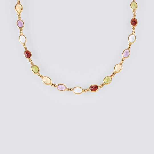A Necklace with Coloured Gemstones