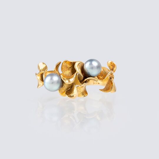A Gold Ring with Pearls
