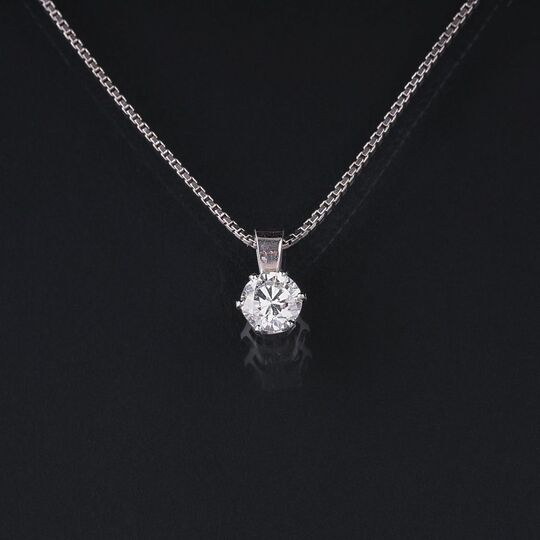 A Solitaire Diamond Pendant on Necklace