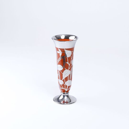 An Art-Déco Vase with Floral Silver Overlay