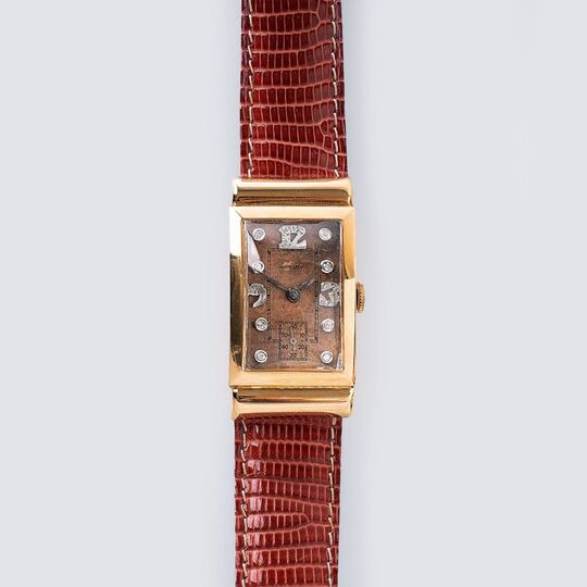 An Art-déco Gentlemen's Wristwatch with Diamonds