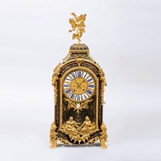 A splendid large Louis XV Boulle Mantle Clock with Console by  Baltazar Paris