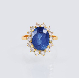 A Natural Sapphire Diamond Ring