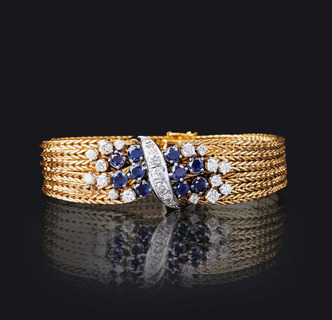 A Vintage Gold Bracelet with Diamonds and Sapphires