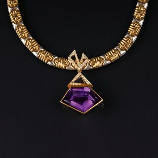 Gold-Collier mit Amethyst-Brillant-Anhänger
