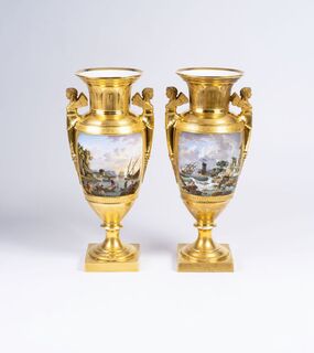 Atelier Céline Parmentier-Jolly - Paar feiner französischer Empire-Vasen Paar feiner französischer Empire-Vasen