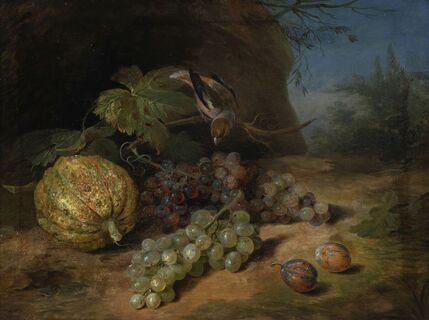 Fruit Still Life with Hawfinch