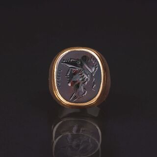 A Ring with classical Red Jasper Intaglio 'Hero'