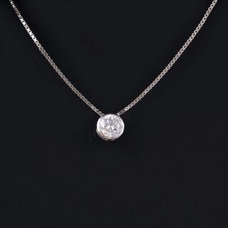 A River Solitaire Diamond Pendant on Necklace
