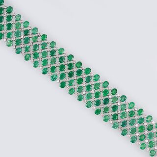 An Emerald Diamond Bracelet 'Vert de jardin'