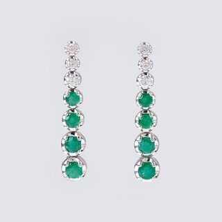 A Pair of Emerald Diamond Earpendants