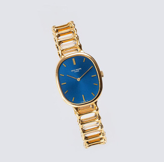 A Gentlemen's Wristwatch 'Golden Ellipse Blue Dial' with Gold Bracelet