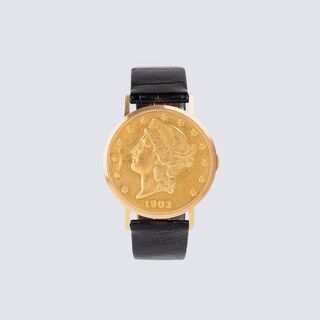 A Wristwatch with US Coin 'Liberty Head'