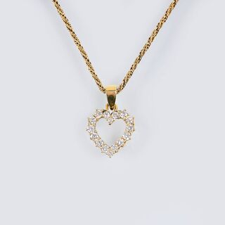 A Diamond Pendant 'Heart' on Necklace