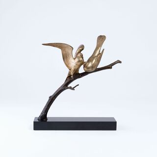 André Vincent Becquerel - Art déco Bronze 'Zwei Vögel auf einem Ast' Art déco Bronze 'Zwei Vögel auf einem Ast'