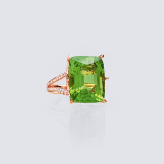 A Cocktail Ring with Peridot and Diamonds