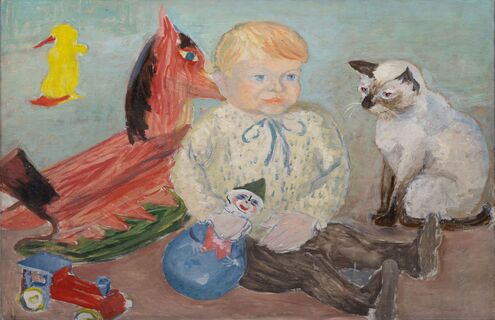 Child with Cat and Toys