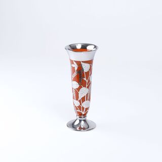Art déco Vase mit floralem Silber Overlay