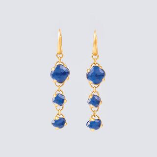 A Pair of Earpendants with Lapis Lazuli and Quartz 'Capri'