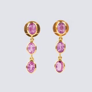 A Pair of Pink Sapphire Earpendants