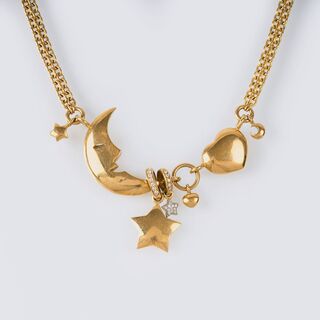 Gold-Collier 'Mond und Sterne'