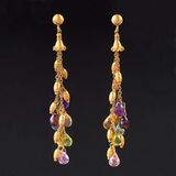 A Pair of Earrings with Precious Stones and Gold Pendants - image 2