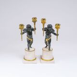 A Pair of Louis XVI Girandoles with Putti