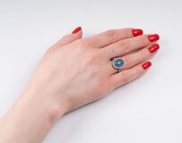 An Aquamarine Diamond Ring - image 2