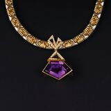 Gold-Collier mit Amethyst-Brillant-Anhänger - Bild 1
