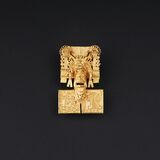 Gold-Brosche mit aztekischer Gottes-Maske