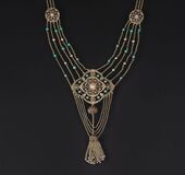 An Art Nouveau Necklace with Filigree Ornaments and Gemstones - image 1