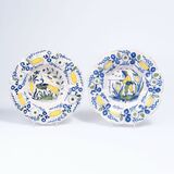 A Pair of Fan-Shaped Faience Plates