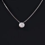 A River Solitaire Diamond Pendant on Necklace - image 1