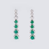A Pair of Emerald Diamond Earpendants - image 1