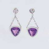 A Pair of Amethyst Diamond Earpendants - image 1