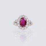 A Ring with Natural Ruby and Diamonds - image 1