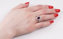A Ring with Natural Ruby and Diamonds - image 3
