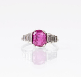 A Natural Pink Sapphire Ring with Diamonds - image 1