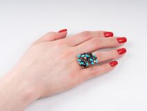A Cocktailring with Sapphires and Turquoise - image 2