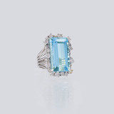 A Cocktailring with Aquamarine and Diamonds - image 1