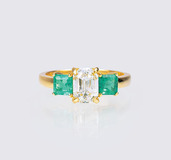 A River Diamond Emerald Ring - image 1