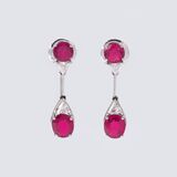 A Pair of Ruby-Sapphire Earpendants with River Diamonds - image 1