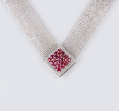 A modern Necklace with Natural Rubies and Diamonds - image 1