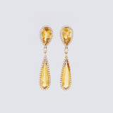 A Pair of Goldberyll Diamond Earpendants - image 1