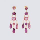A Pair of Chandelier Earpendants with Pink Tourmaline