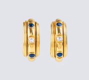 A Pair of Earrings with Diamonds and Sapphires 'Possession' - image 1