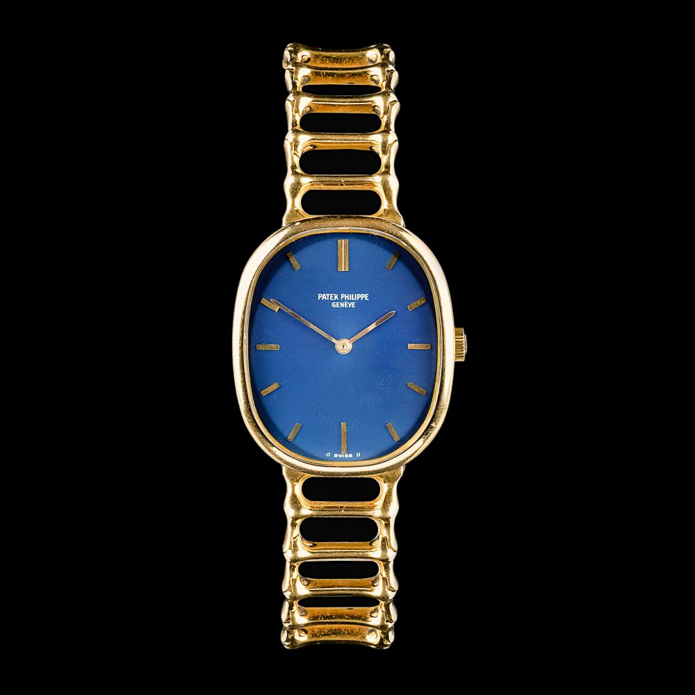 Patek Philippe - Herren-Armbanduhr 'Golden Ellipse Blue Dial' mit Gold-Armband Herren-Armbanduhr 'Golden Ellipse Blue Dial' mit Gold-Armband