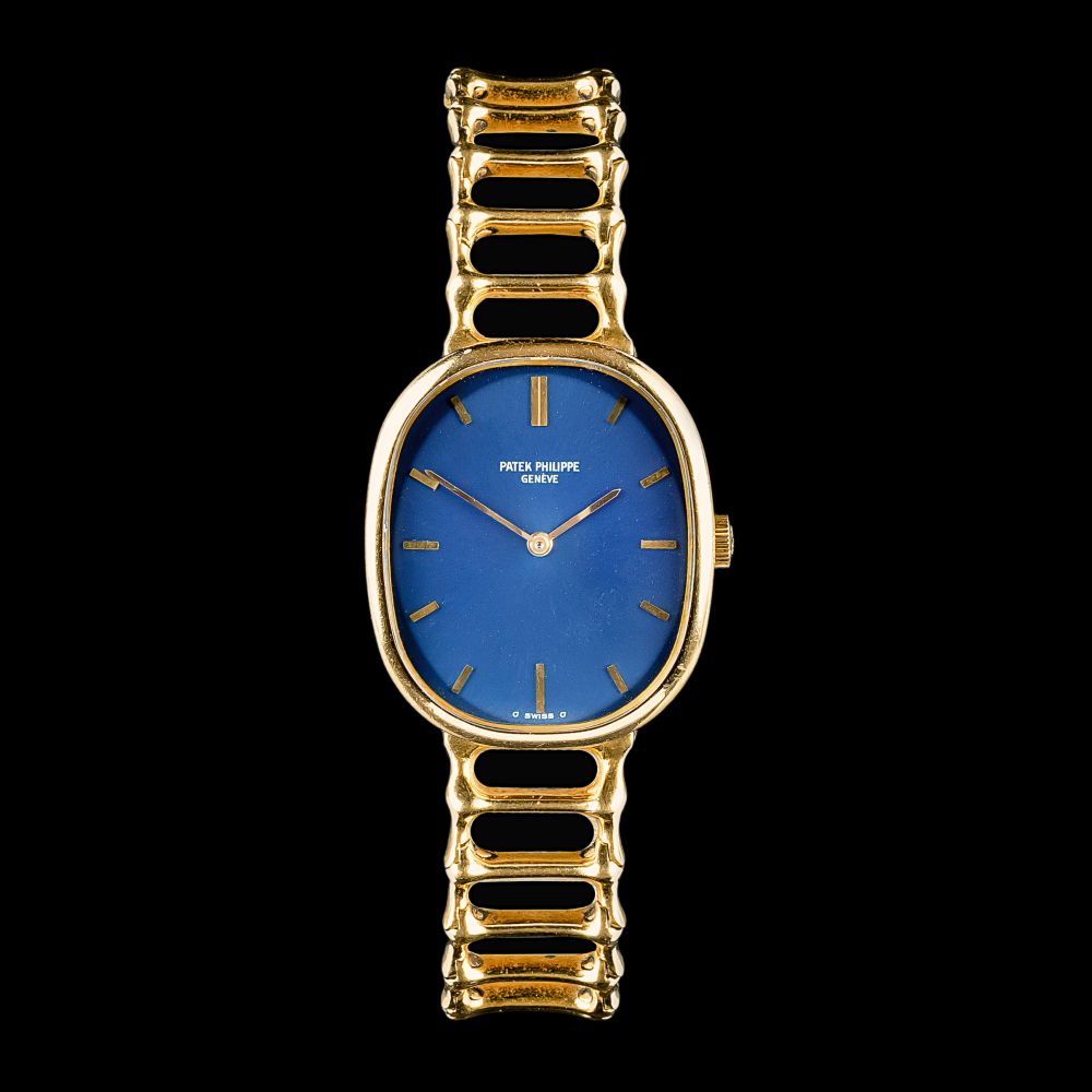 Herren-Armbanduhr 'Golden Ellipse Blue Dial' mit Gold-Armband