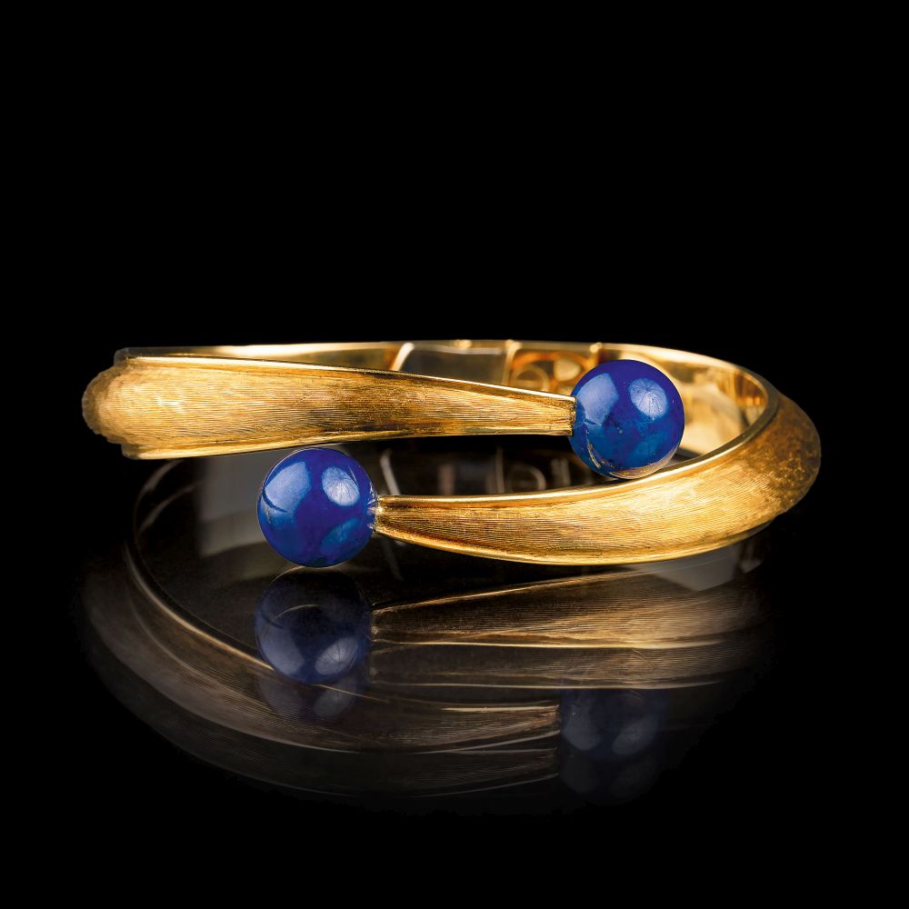A Bangle Bracelet with Lapis Lazuli - image 2