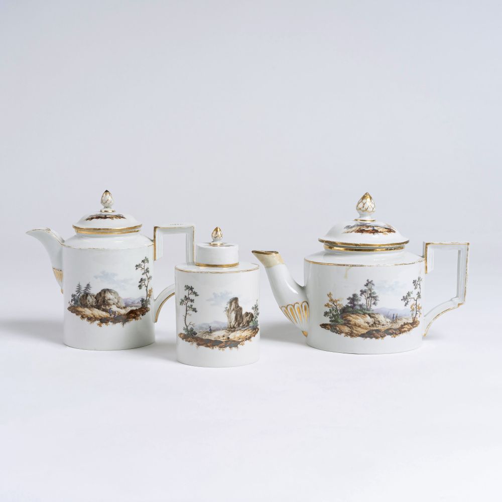Three Parts of a Classicist Service with Landscape Decor Three Parts of a Classicist Service with Landscape Decor